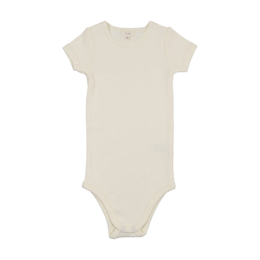 Ribbed Short Sleeve Onesie- Cream