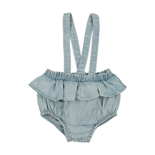 Denim Flutter Suspender Bloomer- Light Denim