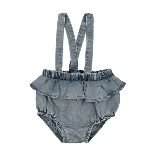 Denim Flutter Suspender Bloomer- Stone Wash