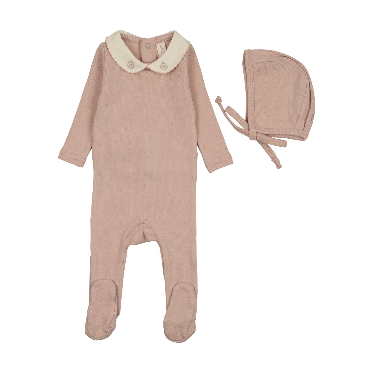 Sweetheart Collar Footie Set- Pink