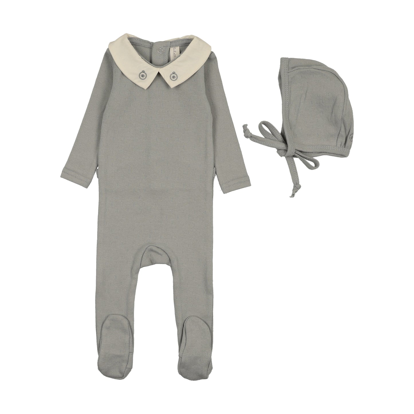 Sweetheart Collar Footie Set- Light Blue