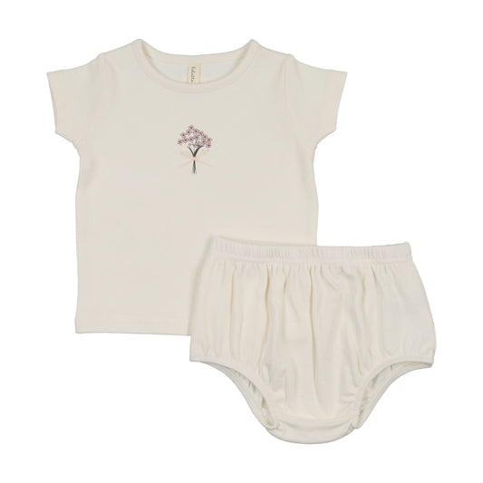 Bouquet Graphic Short Sleeve Set With Bloomer