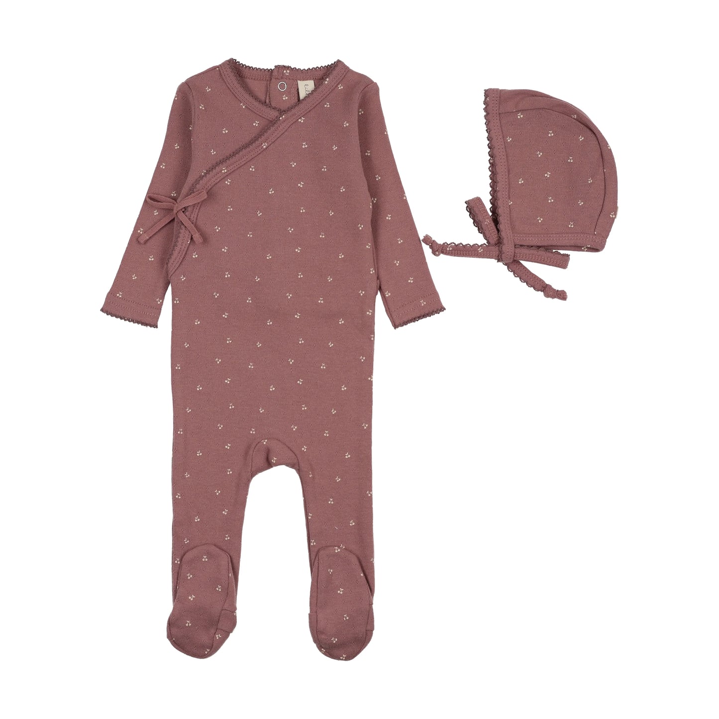Cherry Scallop Footie Set Mauve