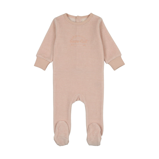 Velour Pink Stripe Footie