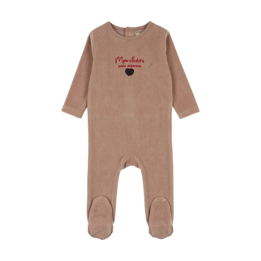Dried Rose Velour Footie