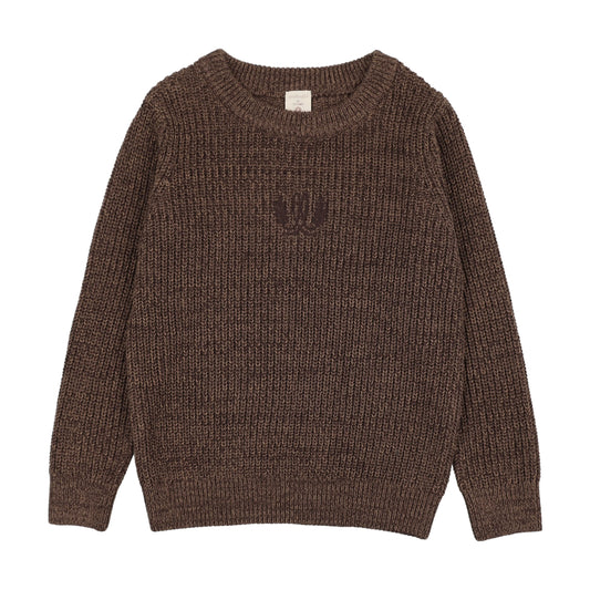 Marled Boys Crew Neck- Chocolate Brown