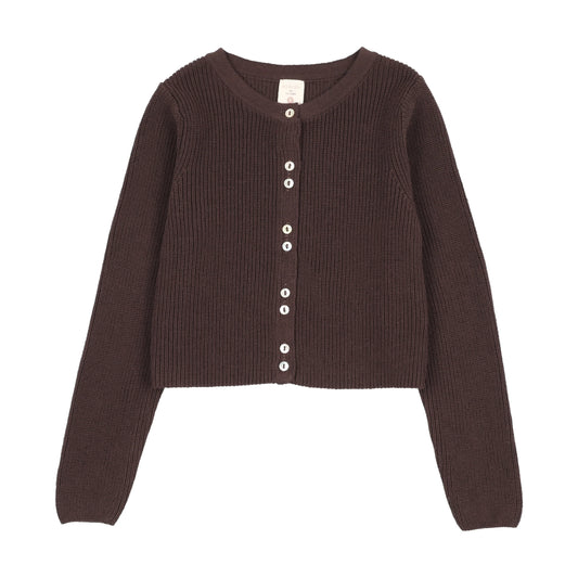 Fine Knit Cardigan- Chocolate Brown