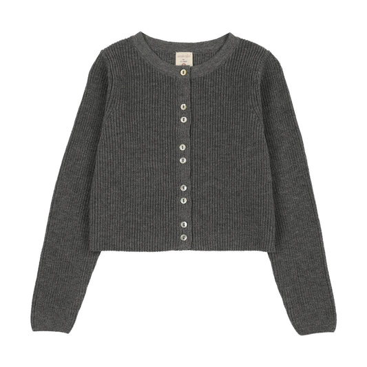 Fine Knit Cardigan- Mid Grey