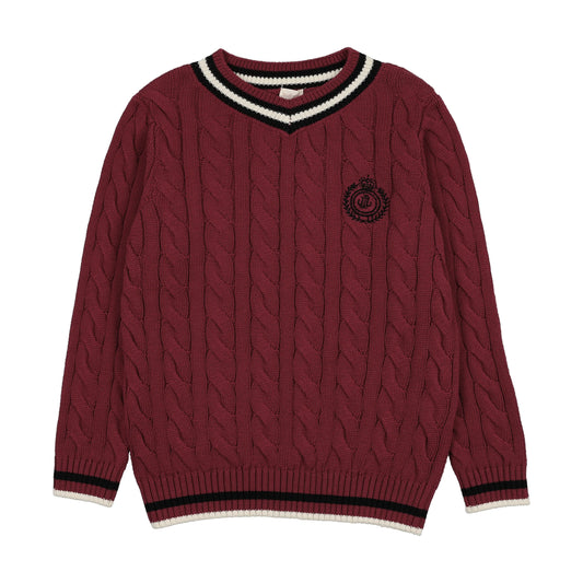 Limited Capsule Cable Sweater- Deep Red