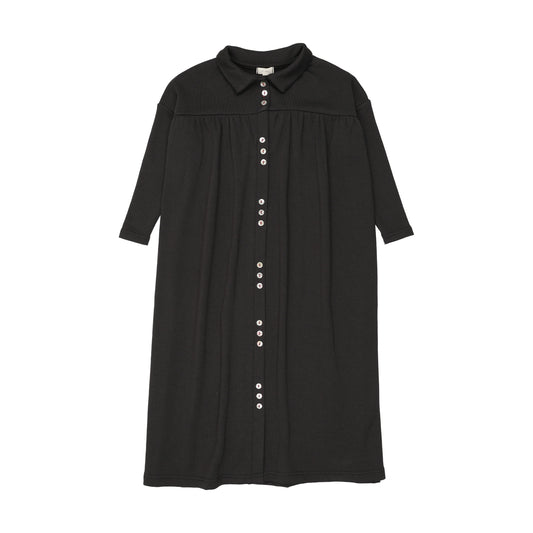 Button Front Maxi Dress- Black