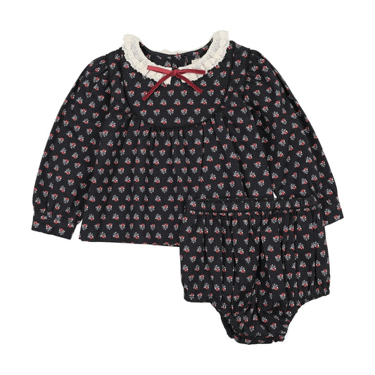 Home Garden Toddler Girls Set- Navy Print