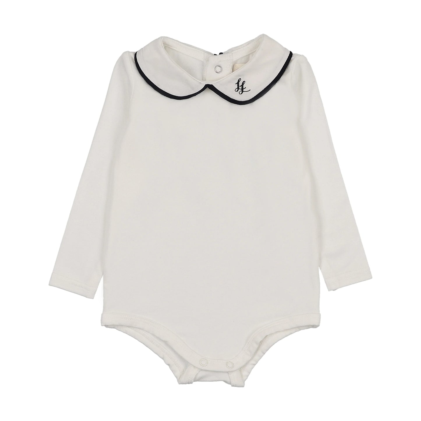 Peter Pan Onesie With Piping- White/Navy