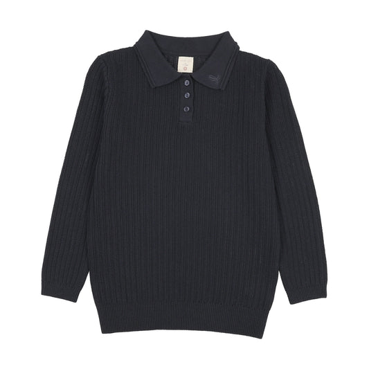 Boys Knit Polo- Navy