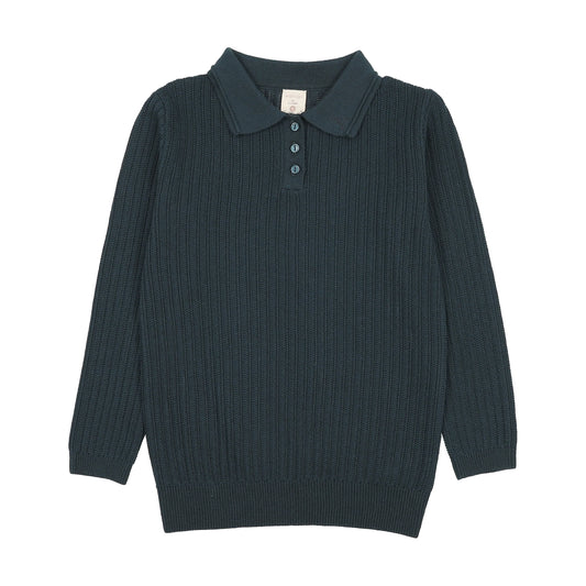 Boys Knit Polo- Deep Teal