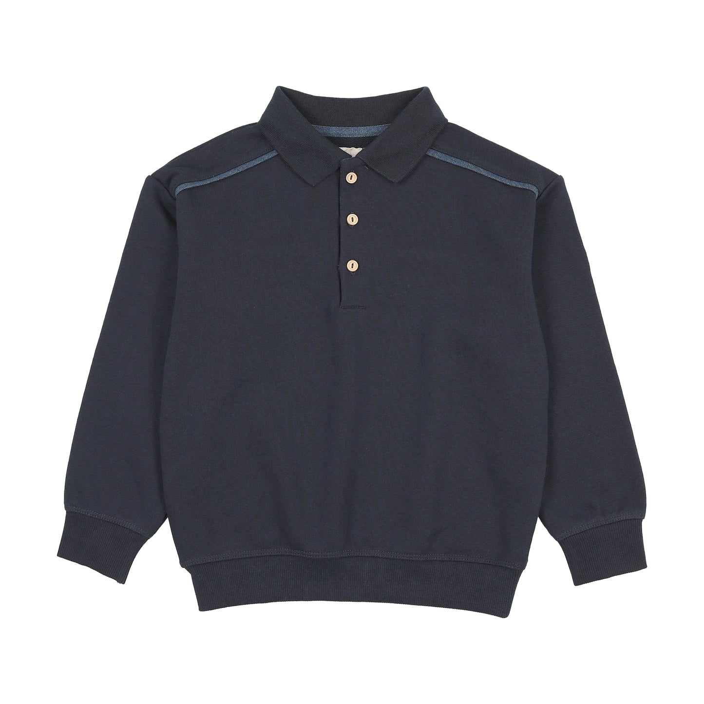 Sweet Campaign Denim Trim Polo Sweatshirt