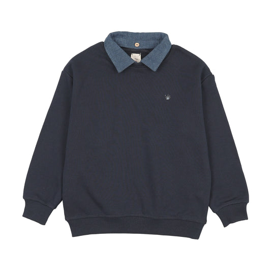 Sweet Campaign Denim Removable Collar Sweatshirt
