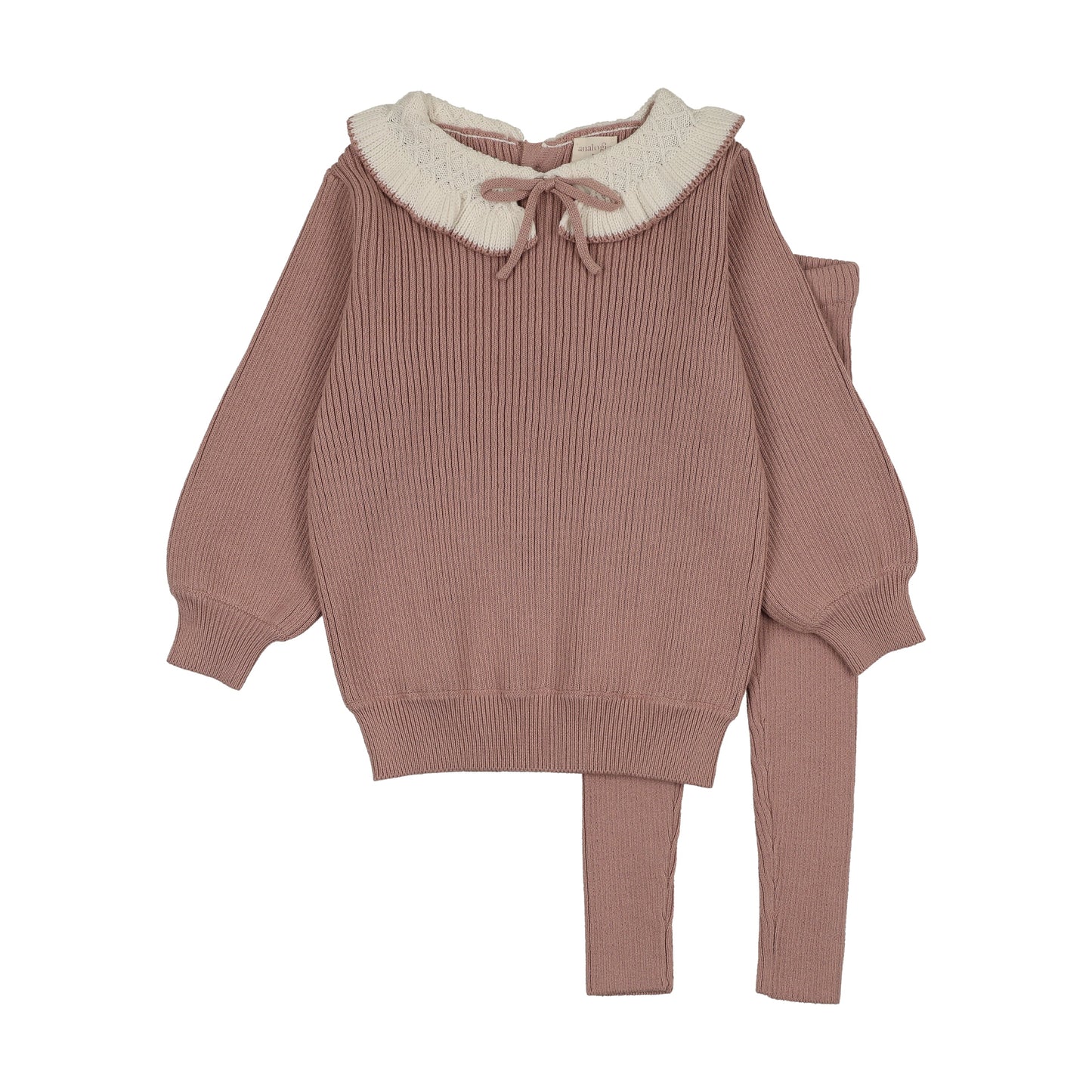 Ruffle Collar Knit Toddler Set Girl- Dried Rose