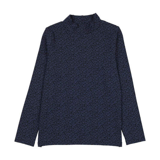 Printed Mockneck- Navy Print