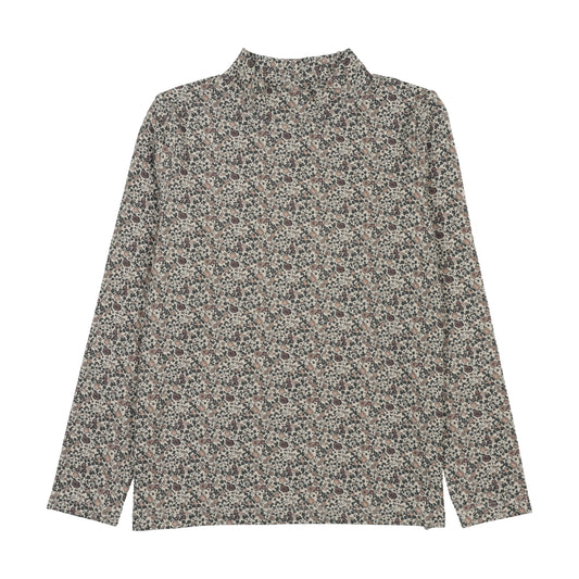 Printed Mockneck- Vintage Purple Print