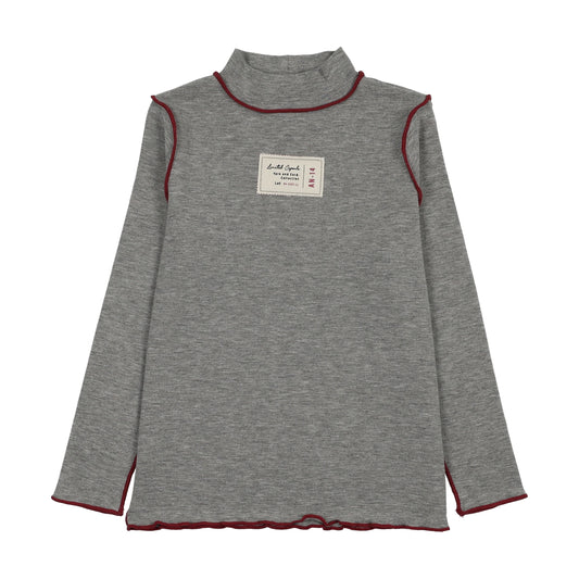 Limited Capsule Mock Neck Top- Light Grey Heather