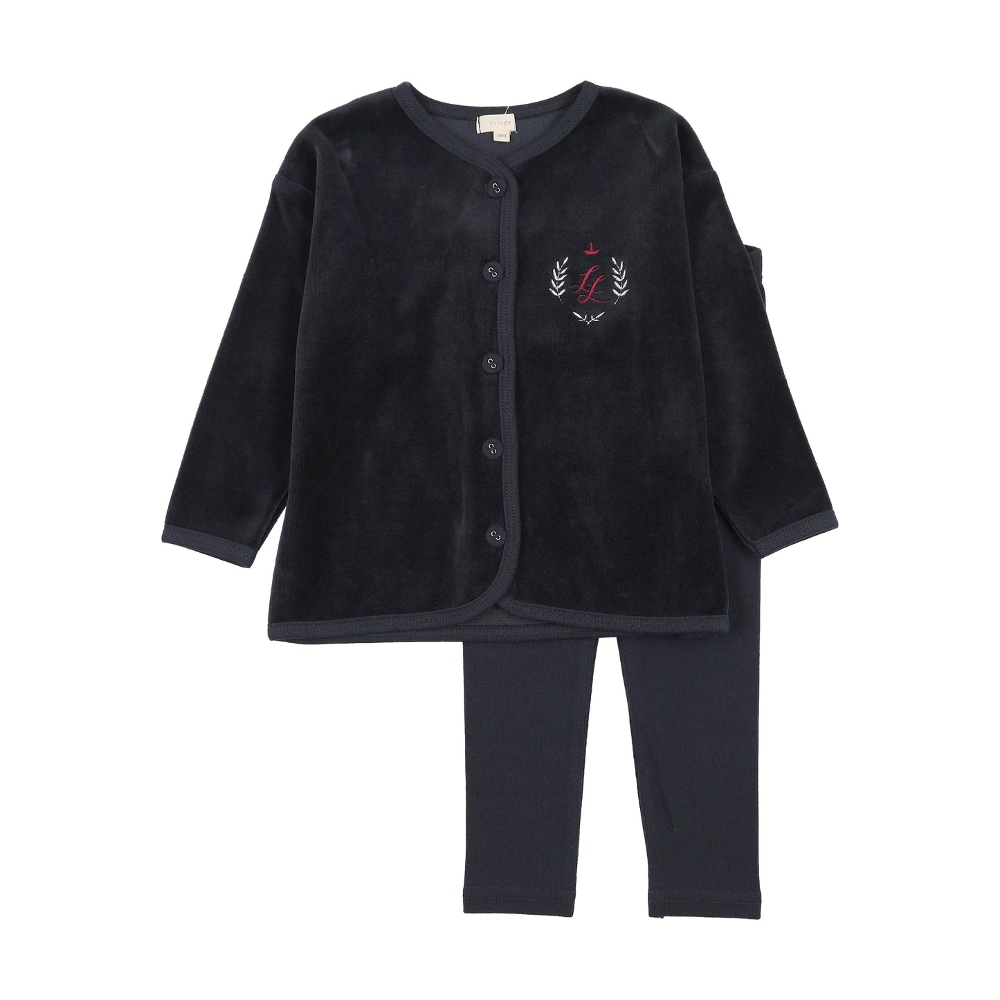 Velour Crest Lounge Set- Navy