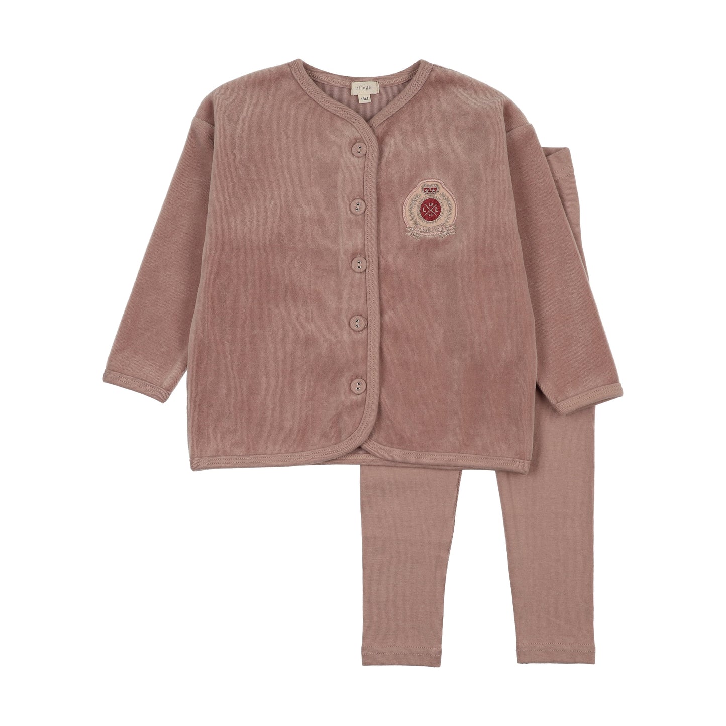 Velour Crest Lounge Set- Dried Rose