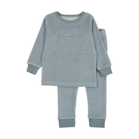 Velour Lounge Set - Blue Stripe