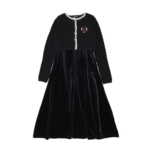 Crest Maxi Cardigan Set- Navy