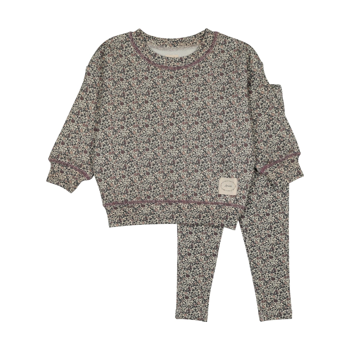 Printed Toddler Set- Vintage Purple Print