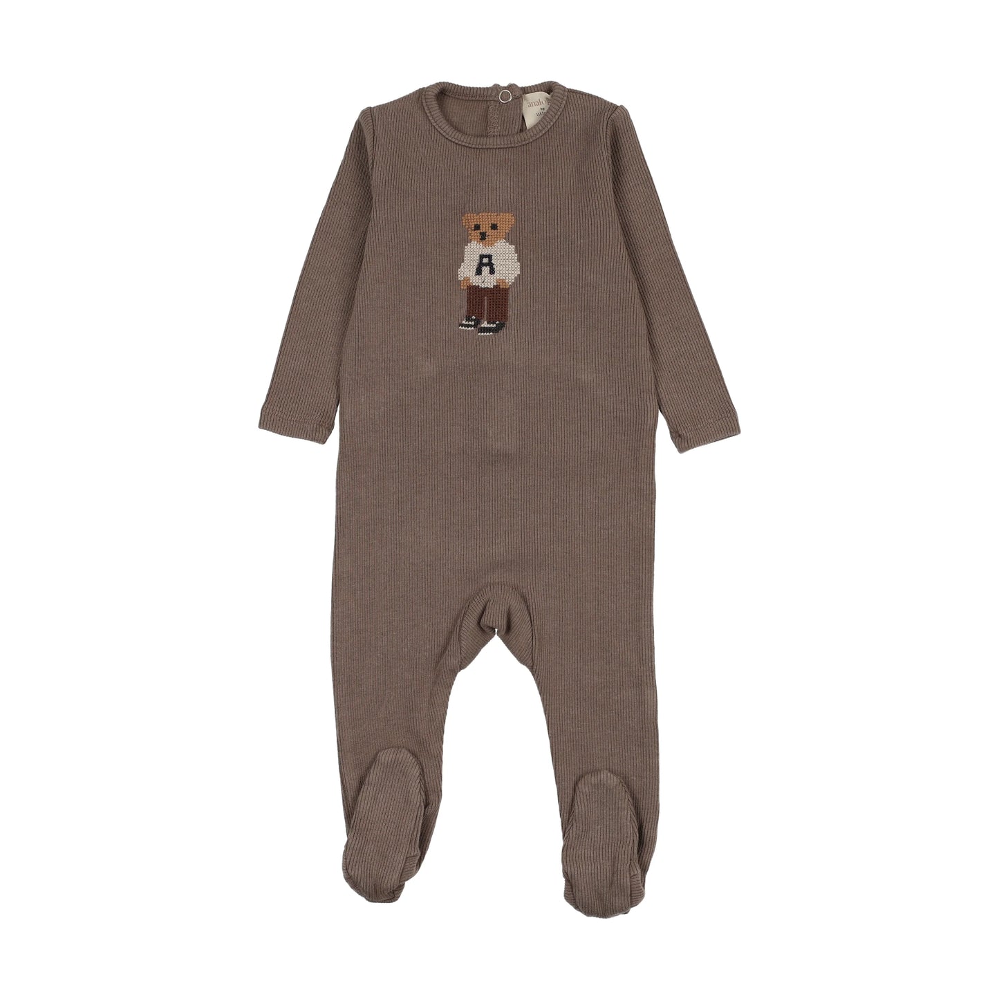 Bear Footie- Washed Brown