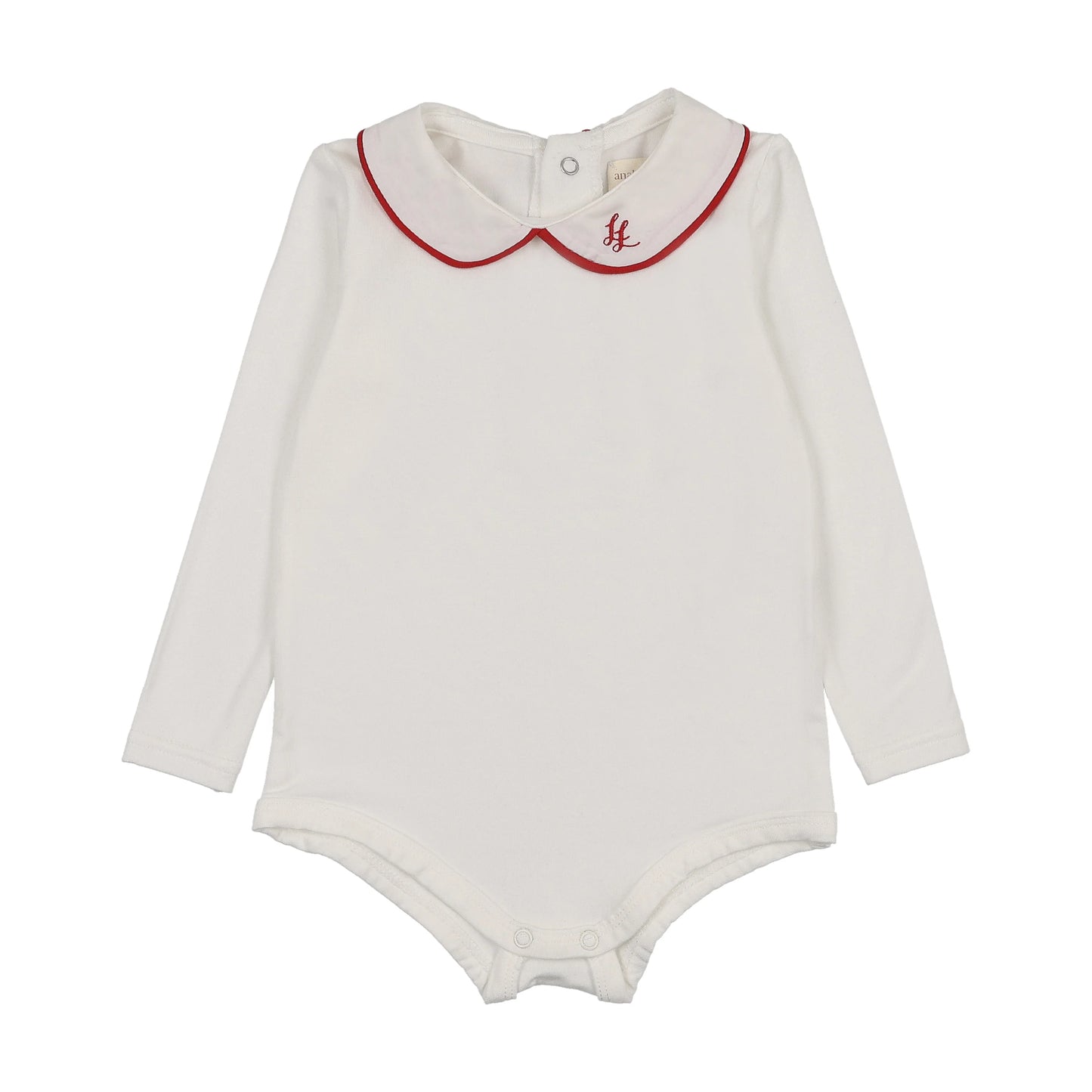 Peter Pan Onesie With Piping- White/Red