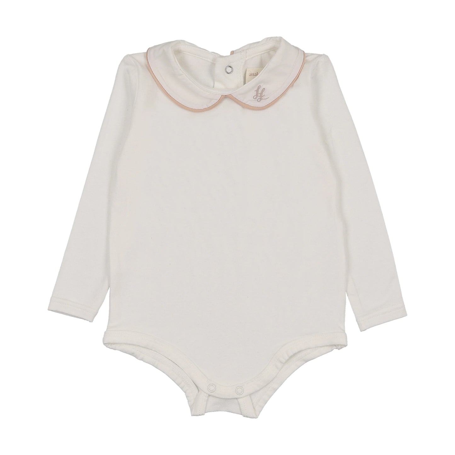 Peter Pan Onesie With Piping- White/Dried Rose