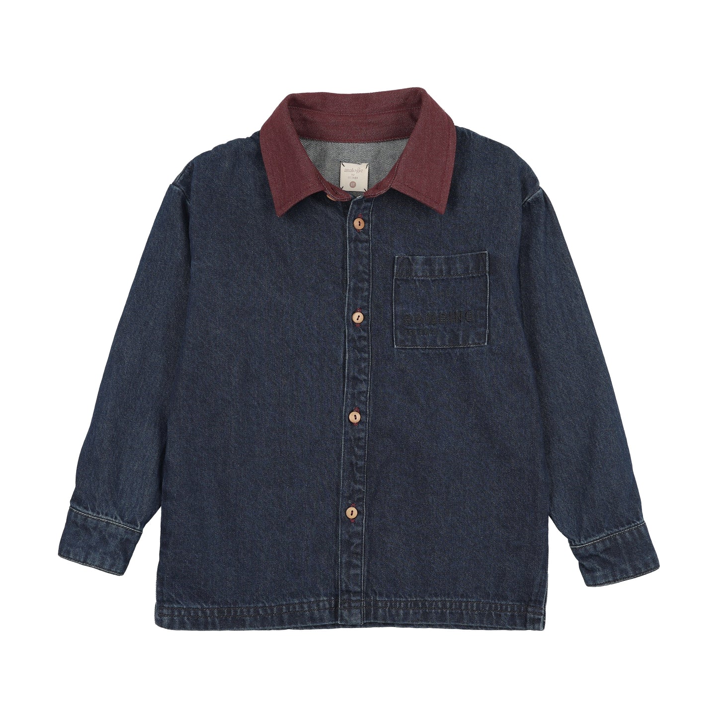 Denim Day Boys Shirt- Denim/Burgundy