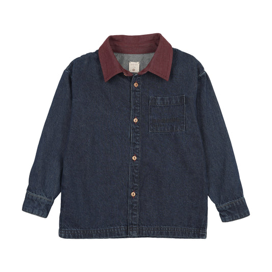 Denim Day Boys Shirt- Denim/Burgundy