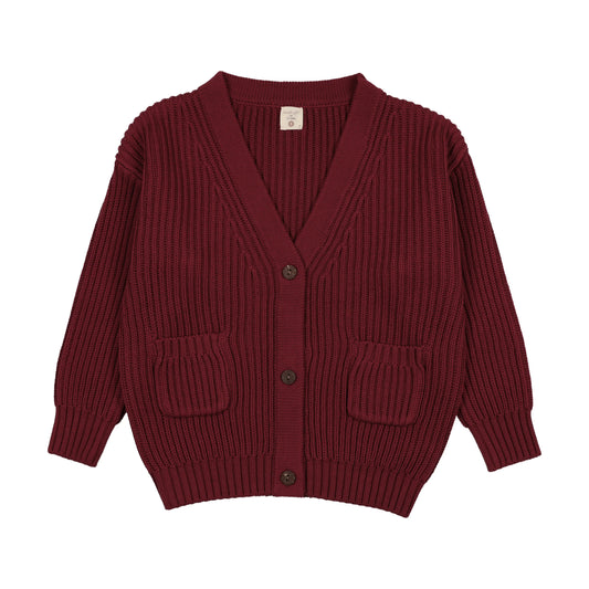 Grandpa Cardigan- Deep Red