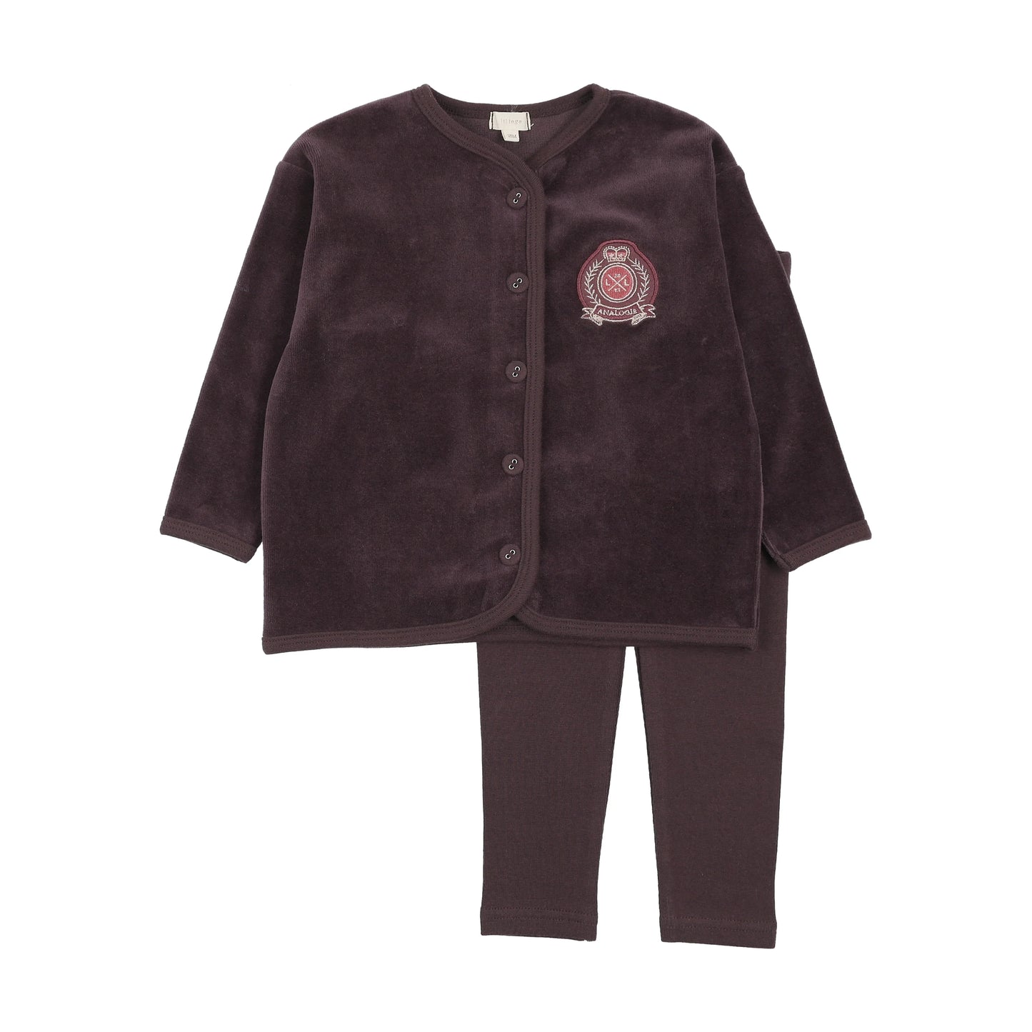 Velour Crest Lounge Set- Eggplant