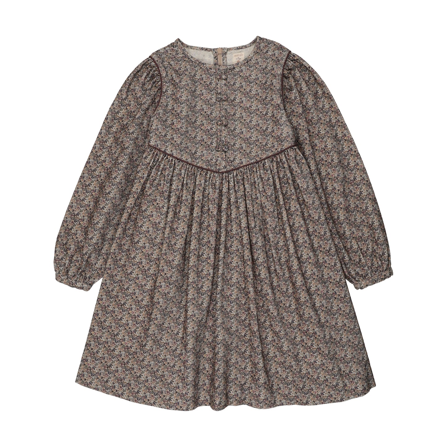 Home Garden Velvet Trim Dress Big Girl - Tan Oxford Print