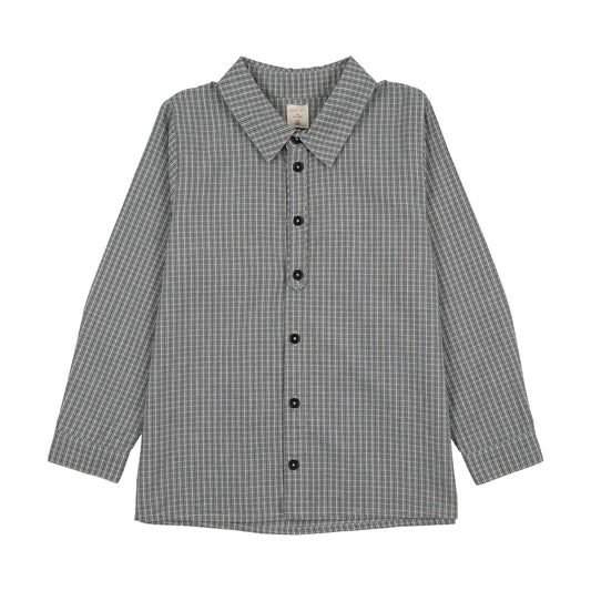 Plaid Edition Boys Shirt- Dried Blue