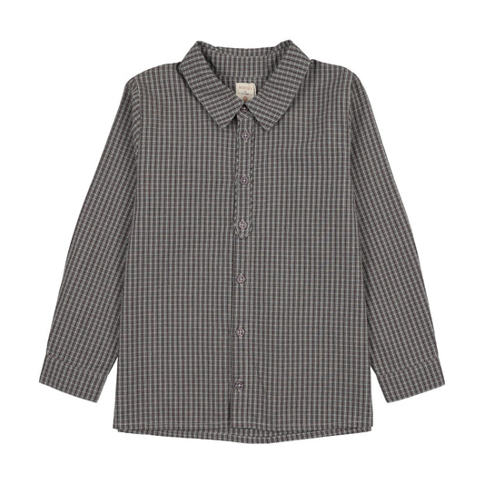 Plaid Edition Boys Shirt- Soft Grey