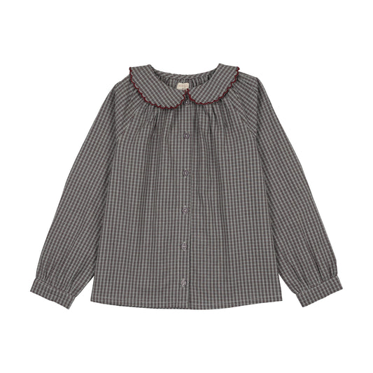 Plaid Edition Girls Shirt- Soft Grey