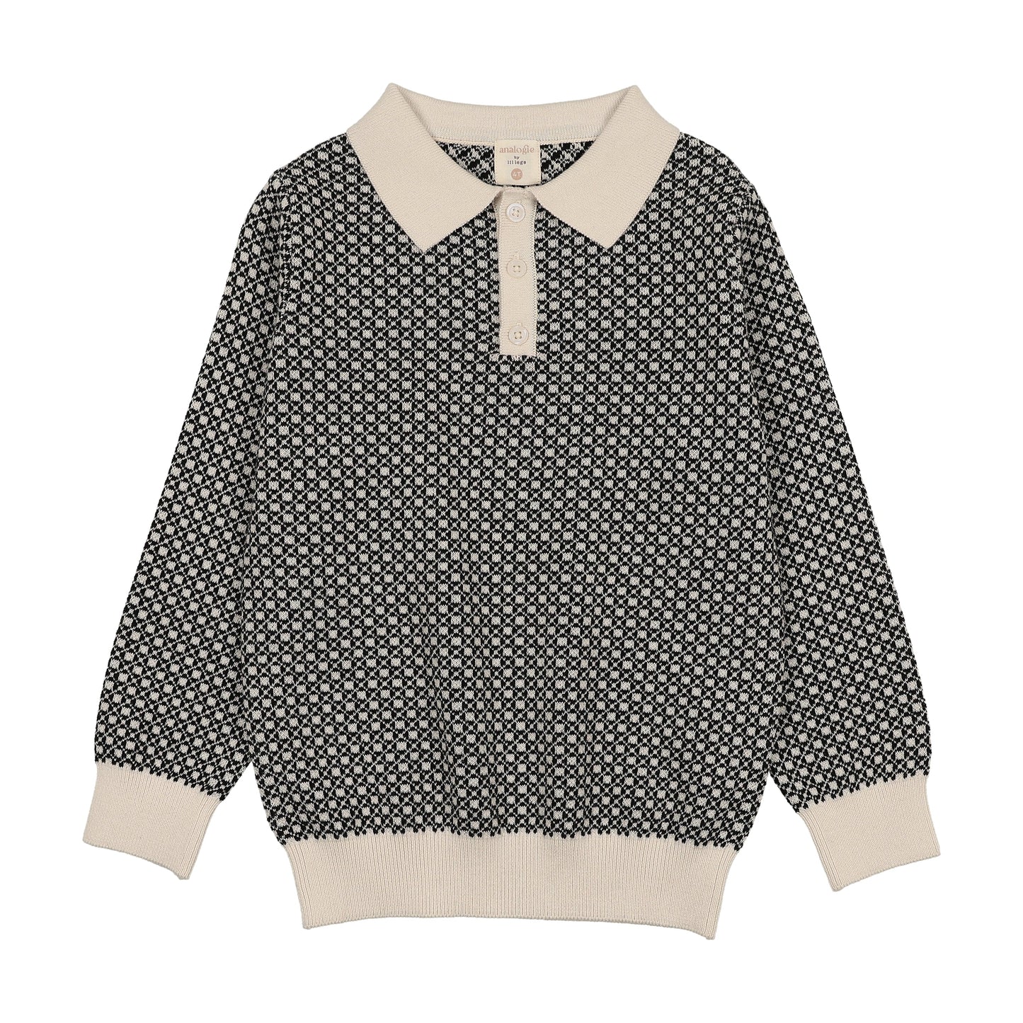 Heirloom Knits Boys Collared Sweater- Black/Cream Print