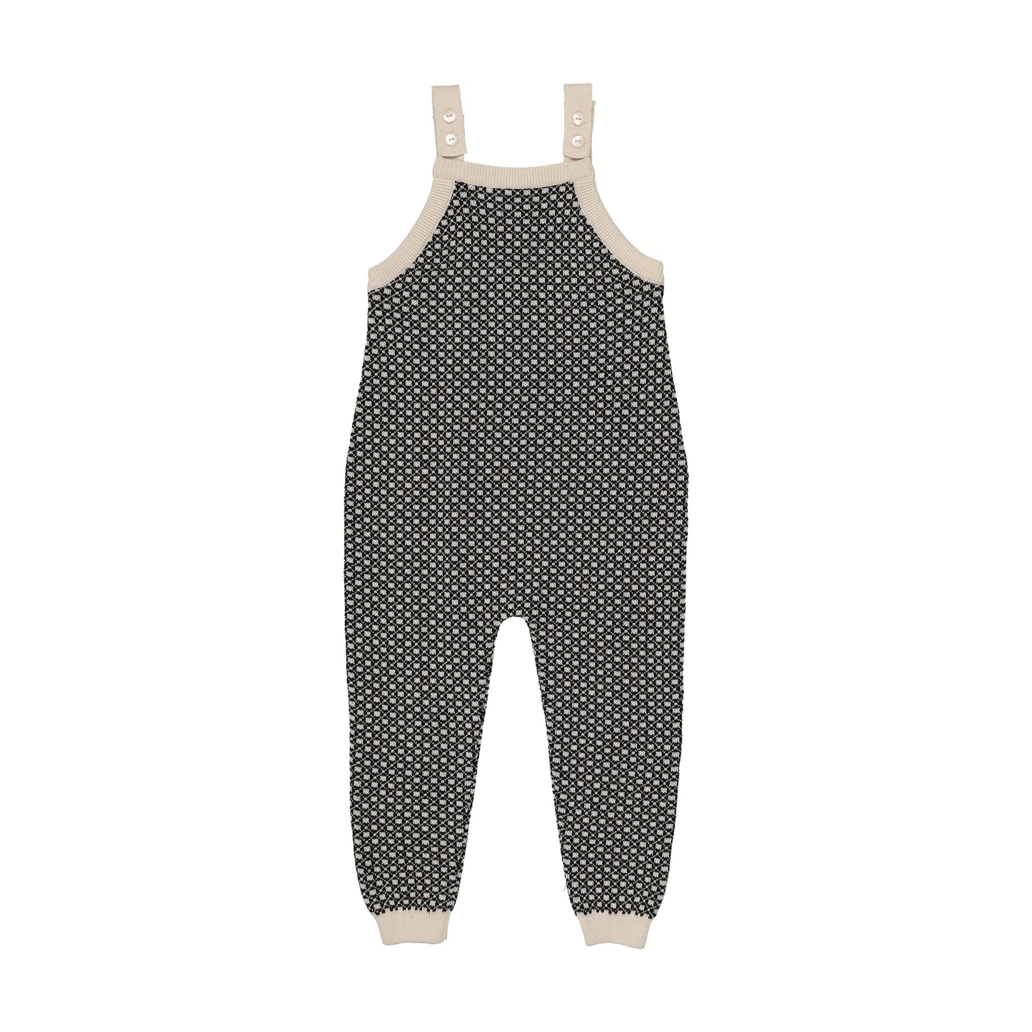 Heirloom Knits Overalls- Black/Cream Print