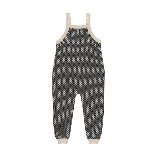 Heirloom Knits Overalls- Black/Cream Print