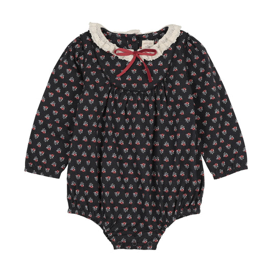 Home Garden Girl Romper- Navy Print