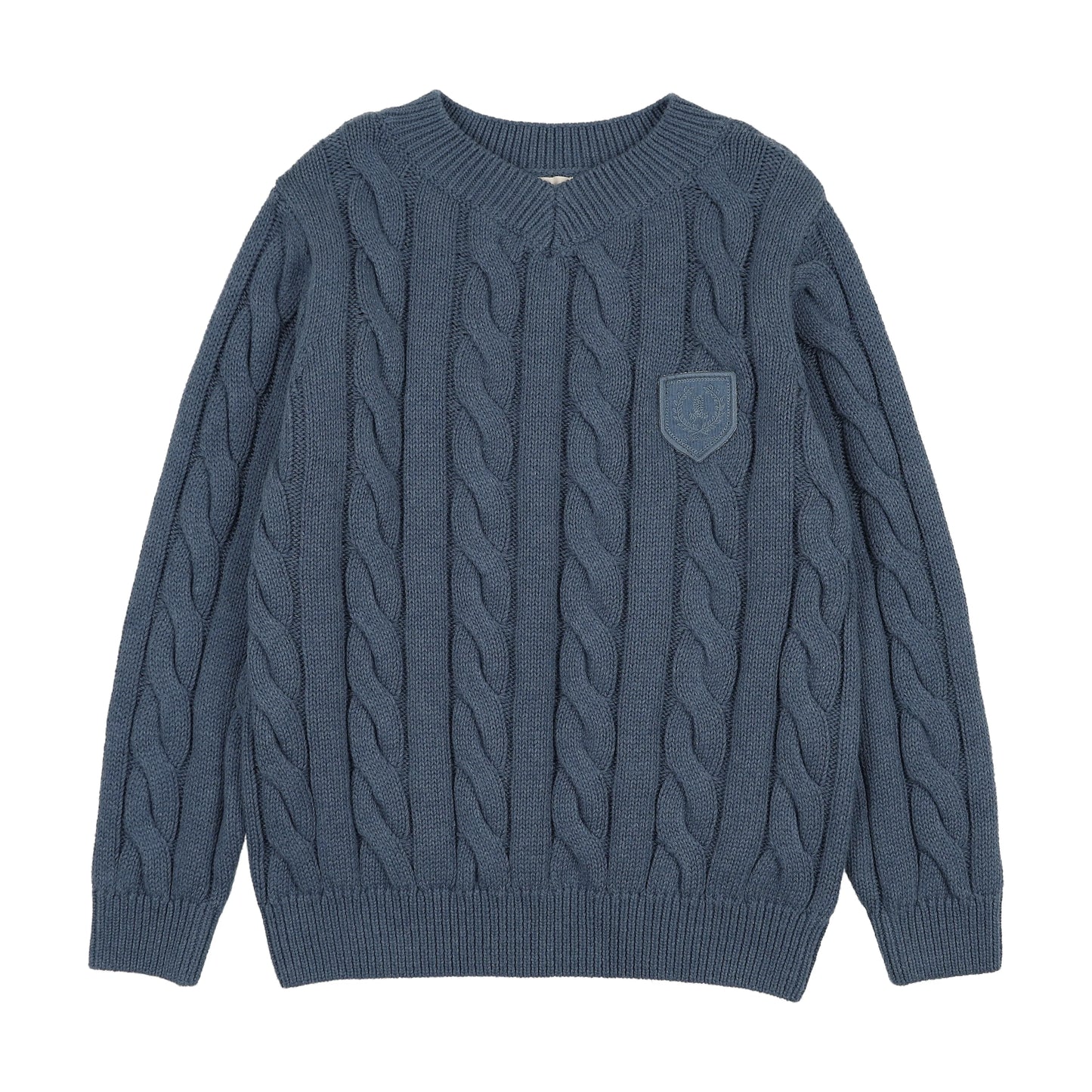 Chunky V Neck Sweater- Vintage Blue