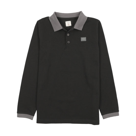 Contrast Collar Polo- Black
