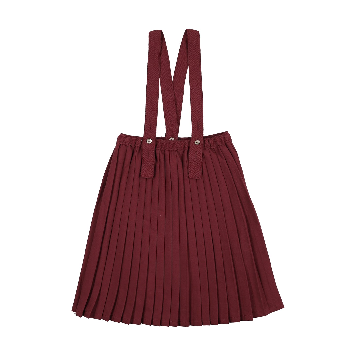 Knife Pleated Suspender Skirt- Deep Red