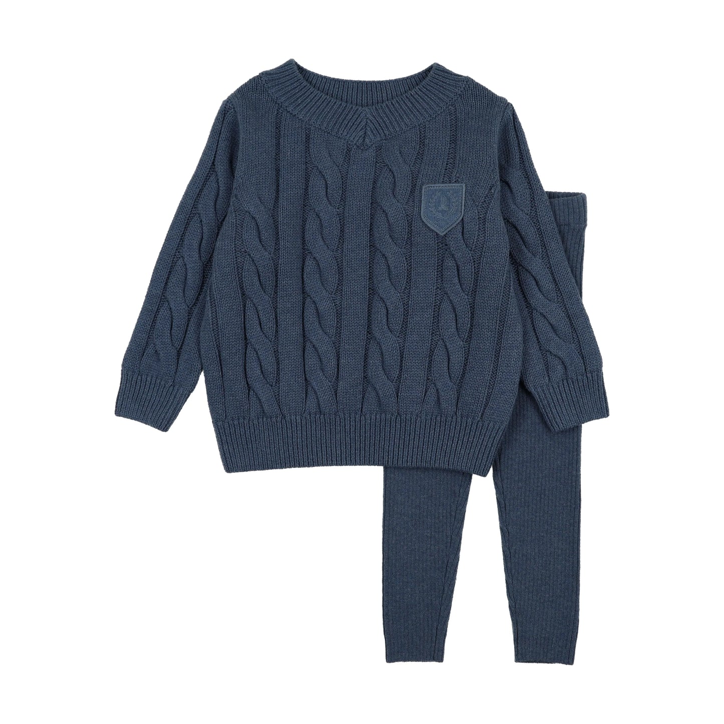 Chunky Cable Knit Toddler Set- Vintage Blue Heather