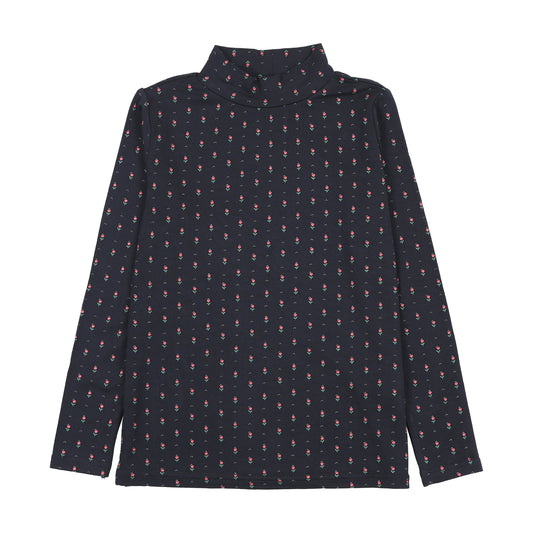 Sweet Campaign Printed Mockneck- Navy Print