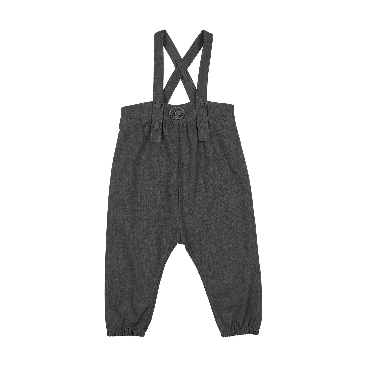Plaid Edition Boys Long Romper- Mid Grey